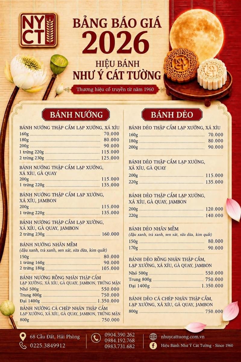 Bảng báo giá bánh trung thu 2026